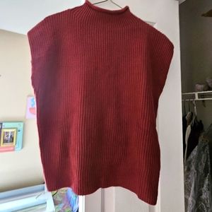 Cable knit sweater vest mock turtle neck layer blush color